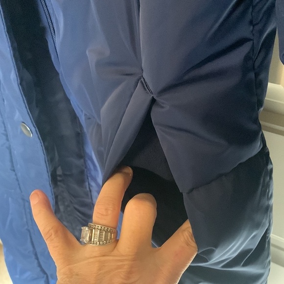St John’s Bay Blue Long Insulated Puffer Coat Jacket Removable Hood Zip Up Small - Picture 11 of 15